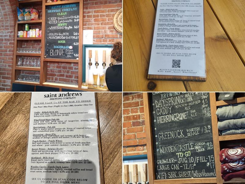 Saint Andrews Brewing Company Menu