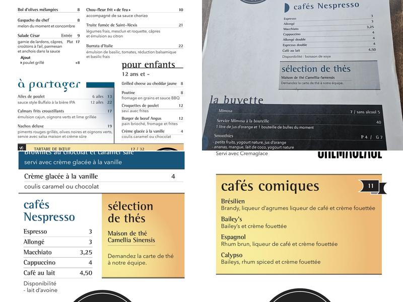 Bistro La Cache Menu