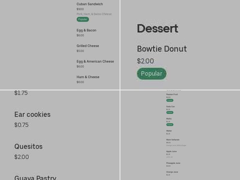 Cooper's Bakery Menu