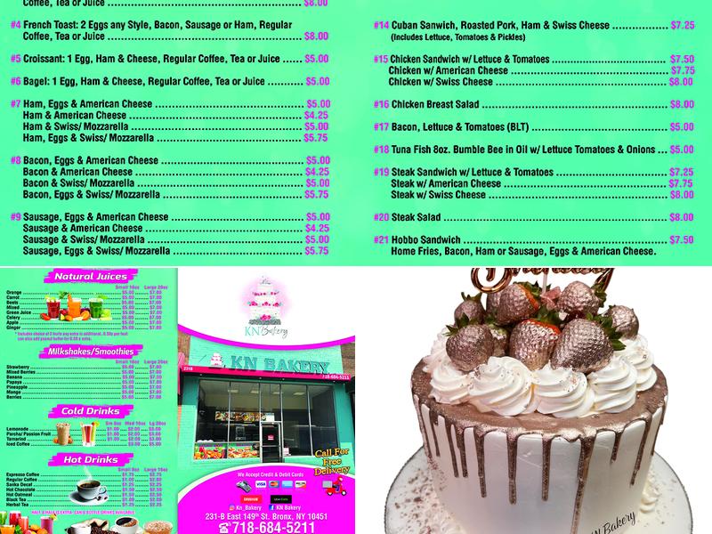 KN Bakery Menu