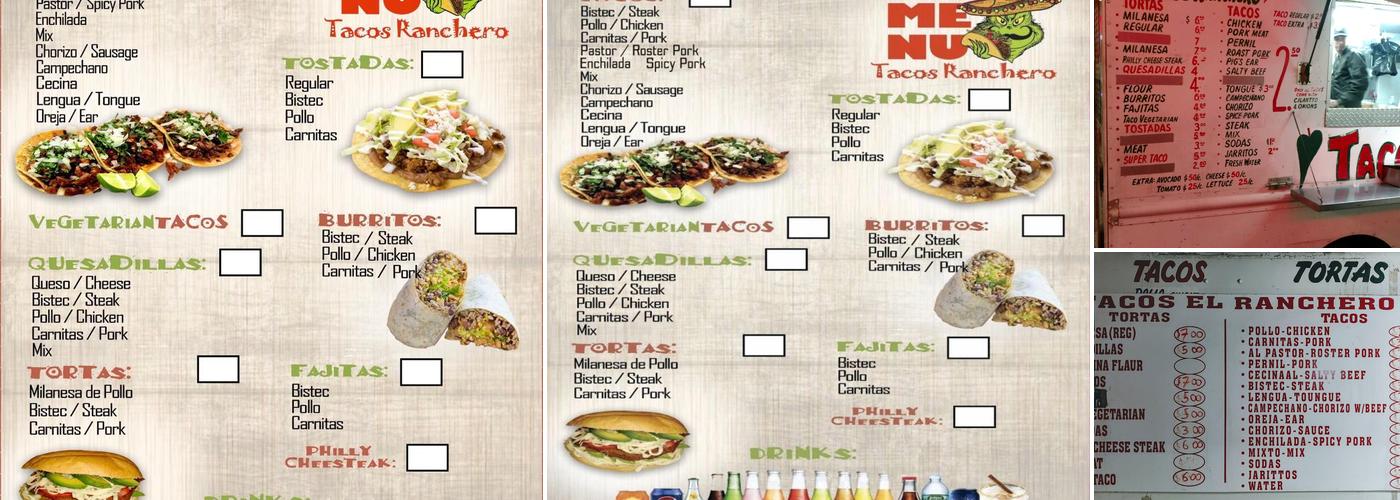 Tacos El Ranchero Food Truck Menu
