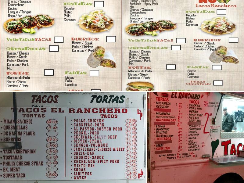 Tacos El Ranchero Food Truck Menu