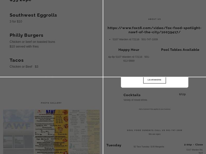 Nawf of the City B&G Menu