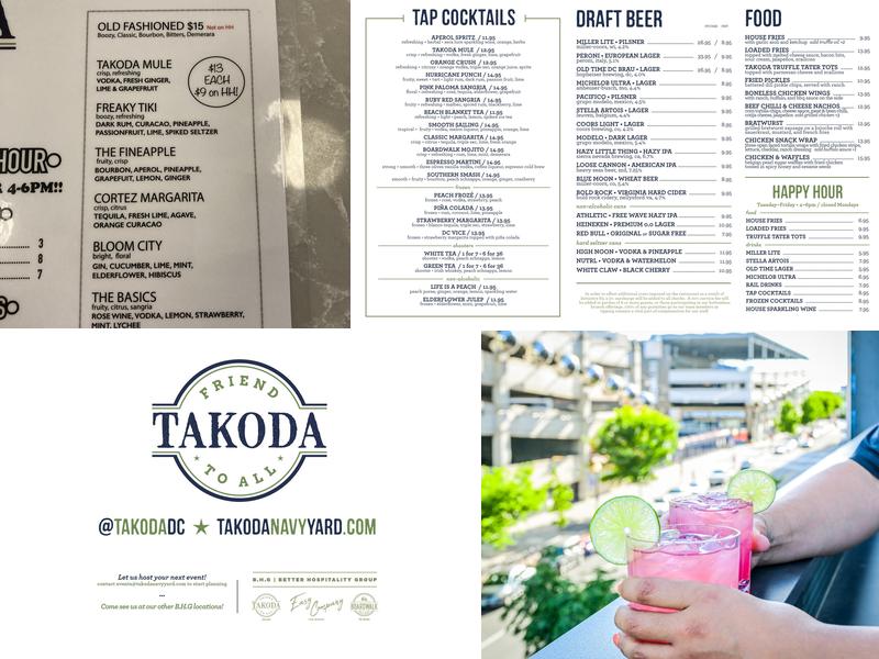 Takoda Navy Yard Menu