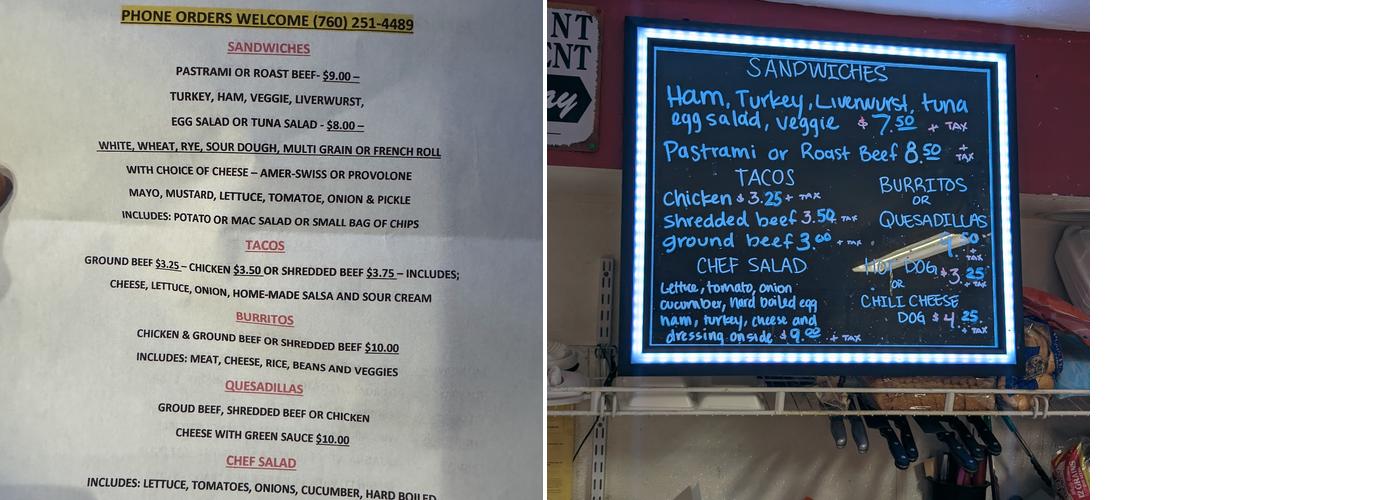 Date Shake Menu