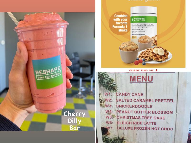 Reshape Nutrition Menu
