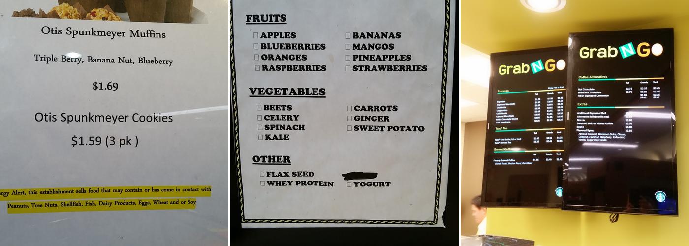 Grab N Go Menu