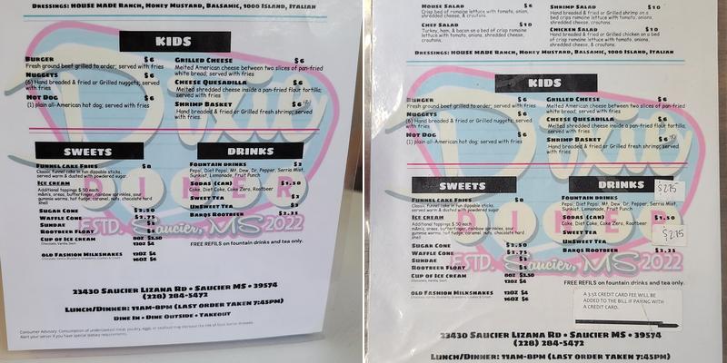 Dixie Diner Saucier Ms Menu