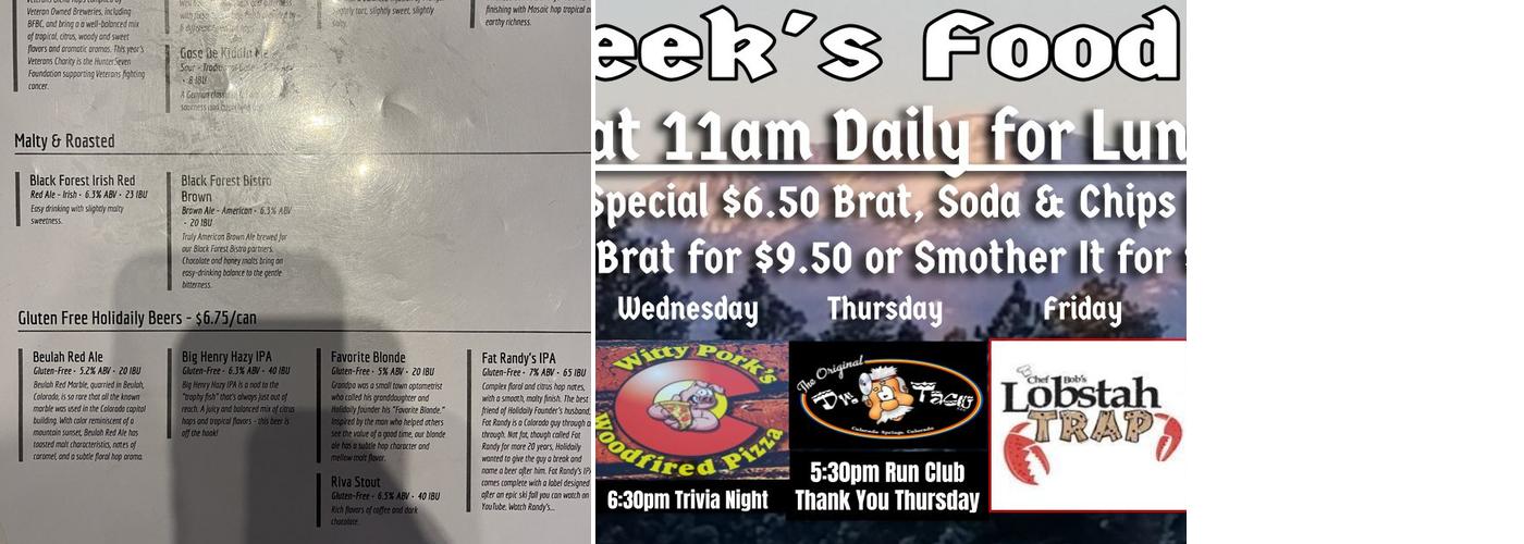 Black Forest Festhall Menu