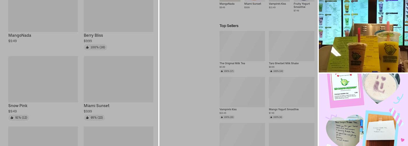 The Campus Bubble Tea Menu