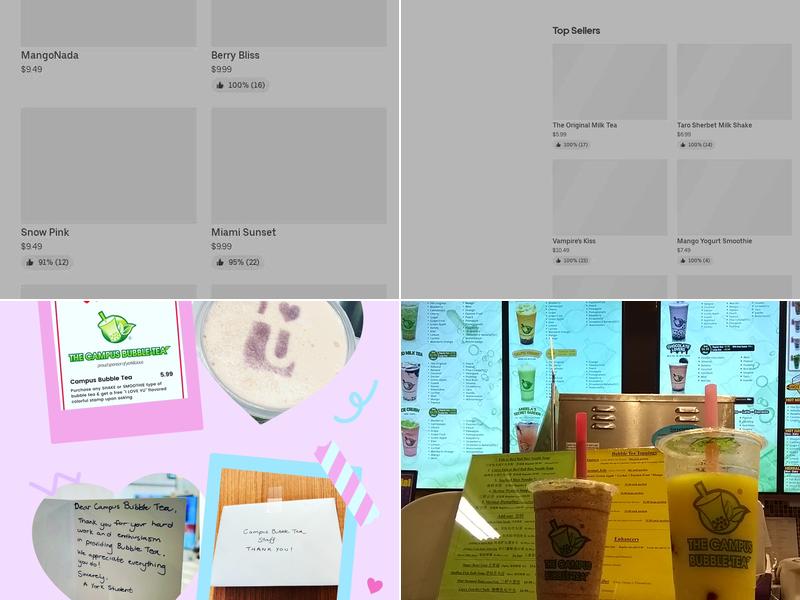 The Campus Bubble Tea Menu