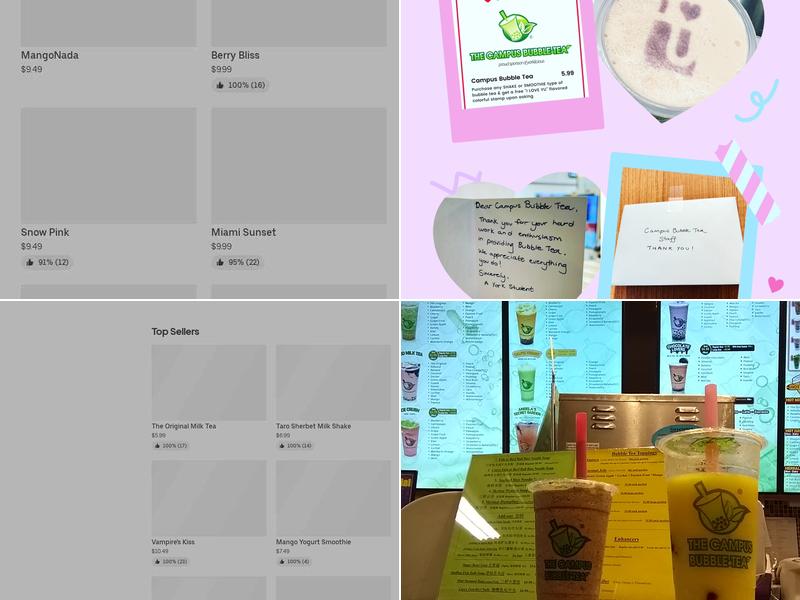 The Campus Bubble Tea Menu