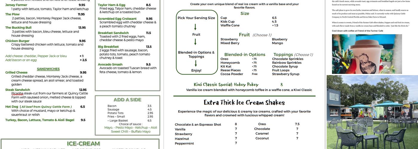 Kiwi Coffee Menu