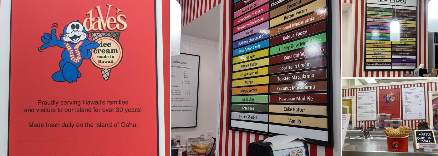 Dave's Ice Cream At The Ilikai Menu