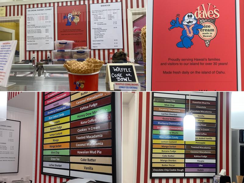 Dave's Ice Cream At The Ilikai Menu