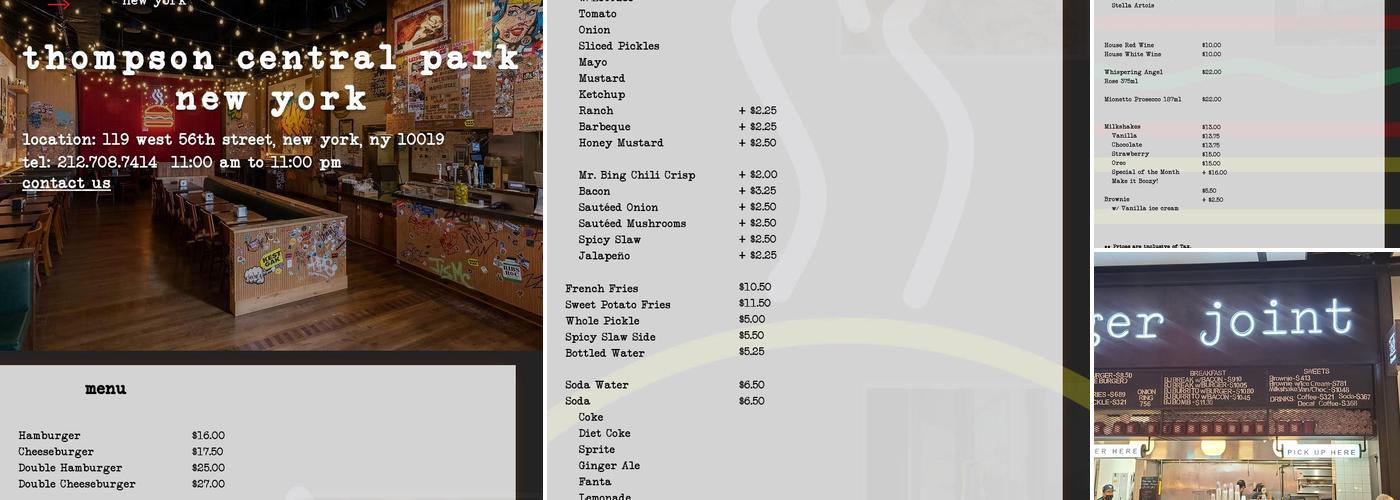 Burger Joint Menu