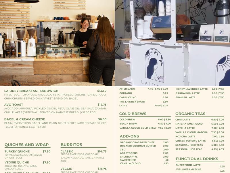 Laidrey Coffee Roasters Menu