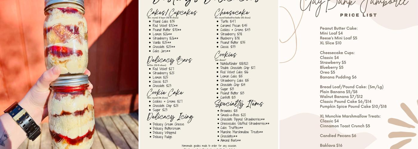 Destiny's Delicacies Menu