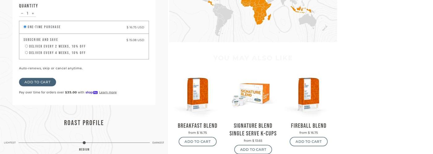 Thomas Hammer Coffee Roasters Menu