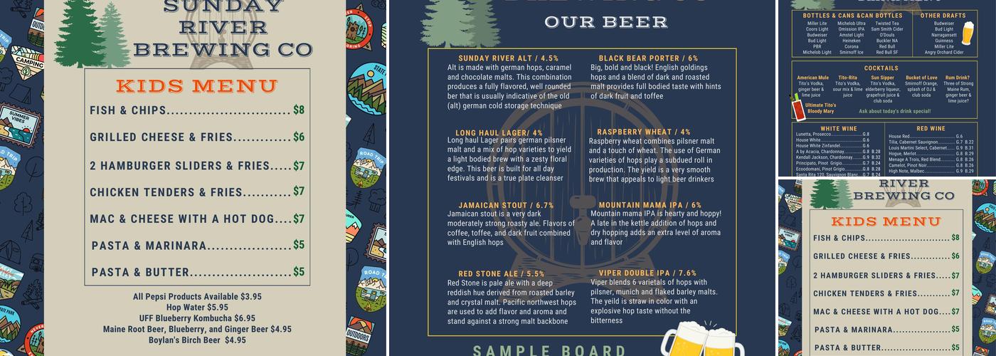 Sunday River Brewing Company Menu