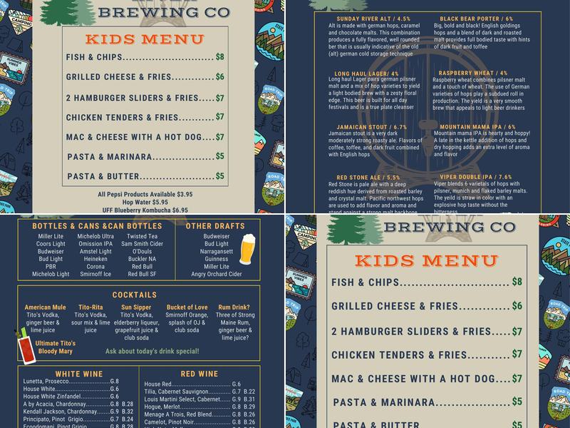 Sunday River Brewing Company Menu