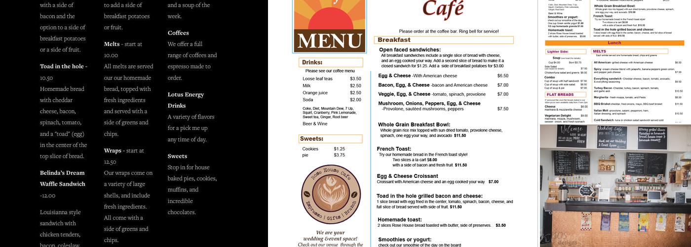 Rose House Cafe Menu