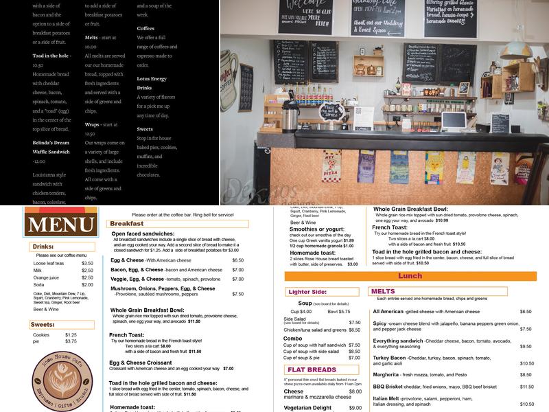 Rose House Cafe Menu