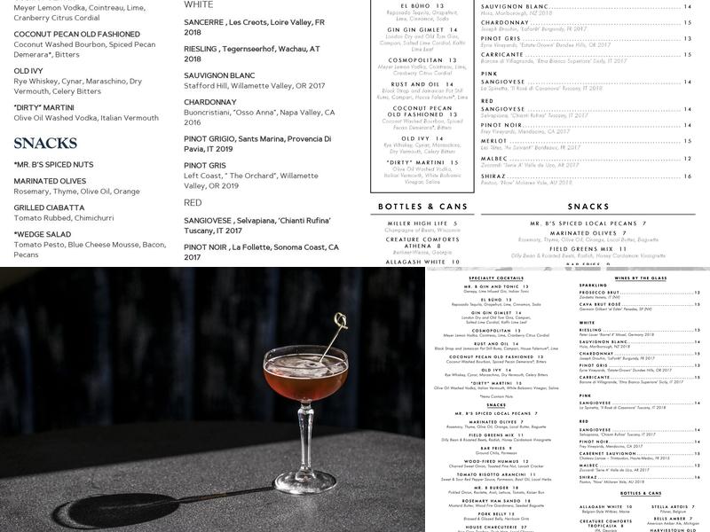 Mr. B. Bar at The Burgess Hotel Menu
