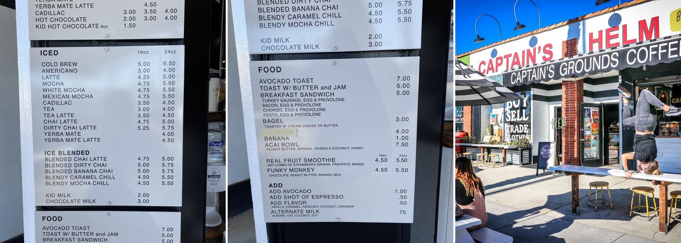Captain's Grounds Coffee Menu