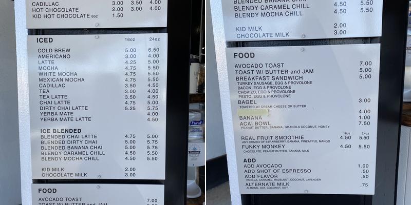 Captain's Grounds Coffee Menu