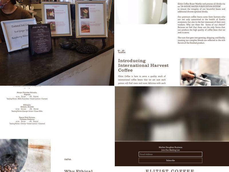 Elitist Coffee Menu