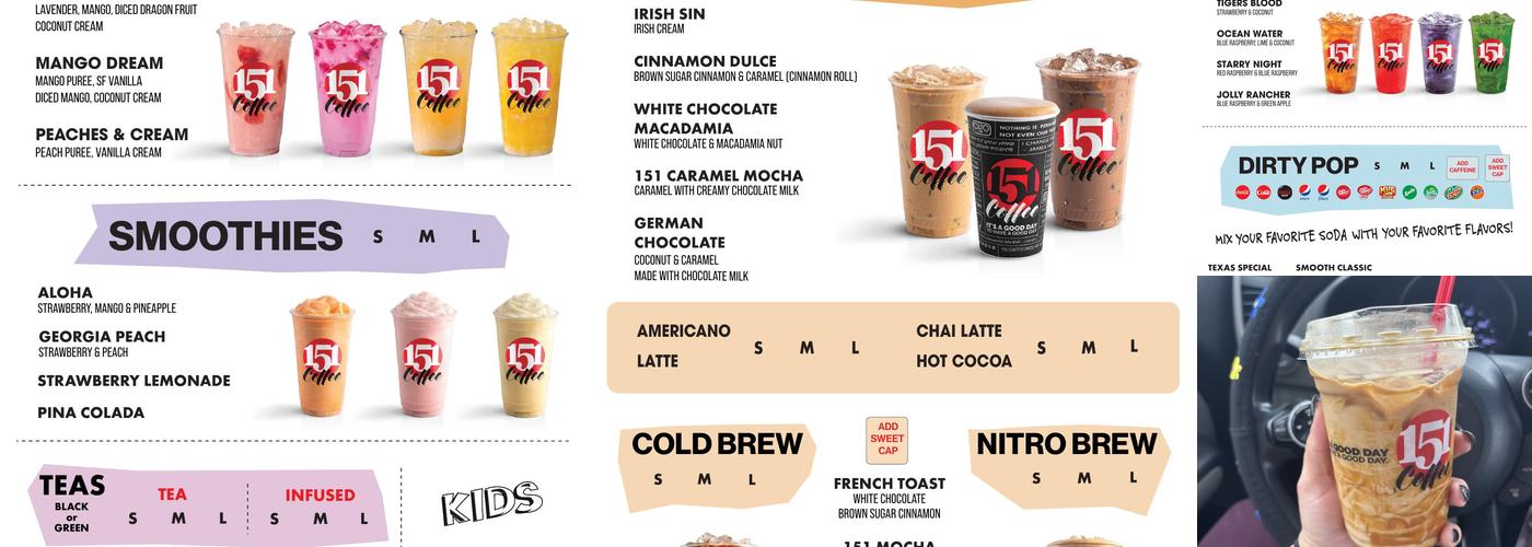 151 Coffee Menu