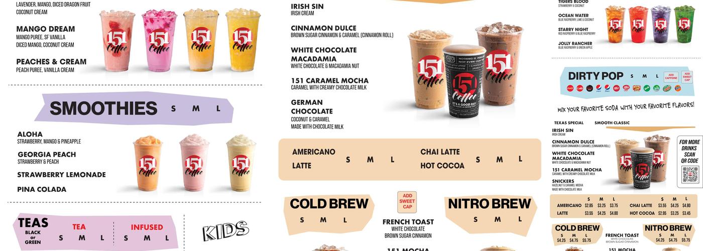 151 Coffee Menu