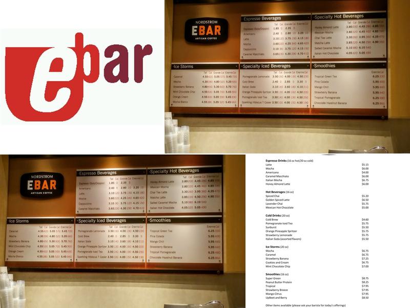 Nordstrom Ebar Artisan Coffee Menu