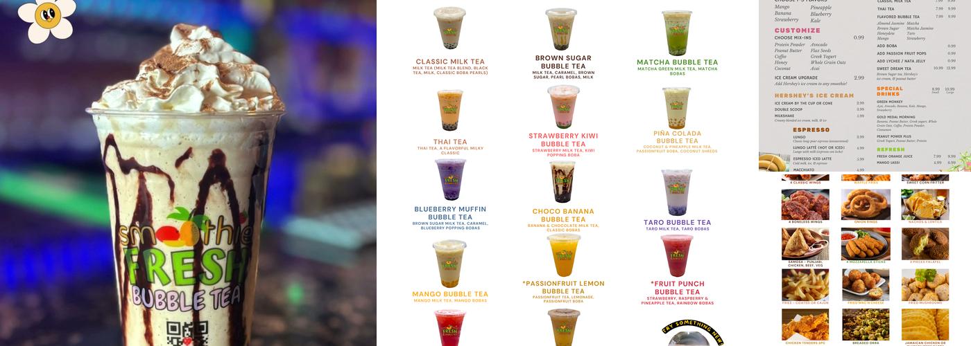 SmoothieFRESH Bubble Tea Menu