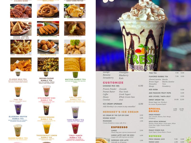 SmoothieFRESH Bubble Tea Menu