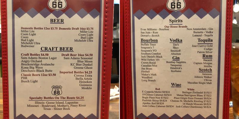 Mari J'S Route 66 Cafe Menu