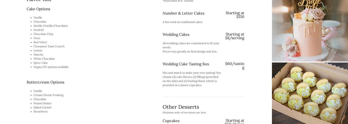 The Bake Lab Menu