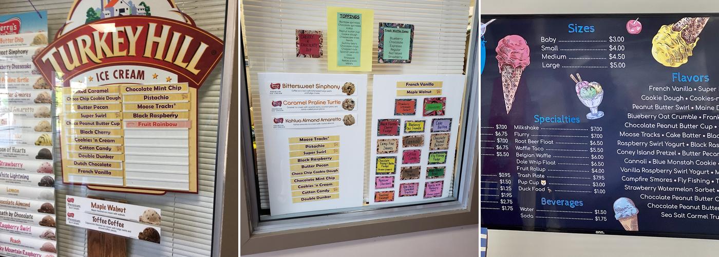 Lift Bridge Ice Cream Menu