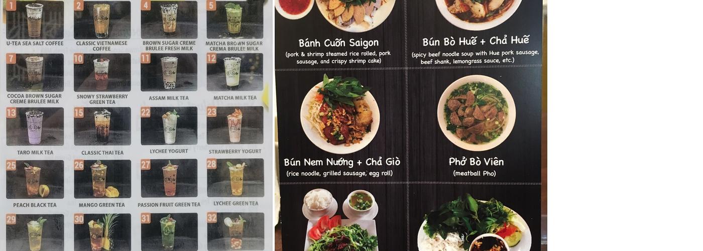 U Tea Menu