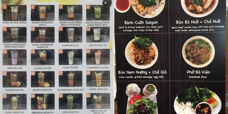 U Tea Menu