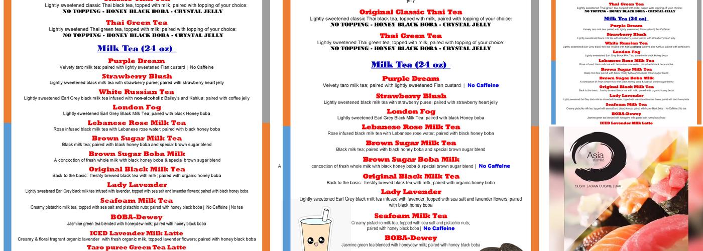 Bees and Tea by Asia Bistro Menu