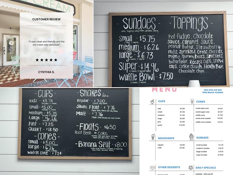 Downtown Dipper Ice Cream Shop Menu