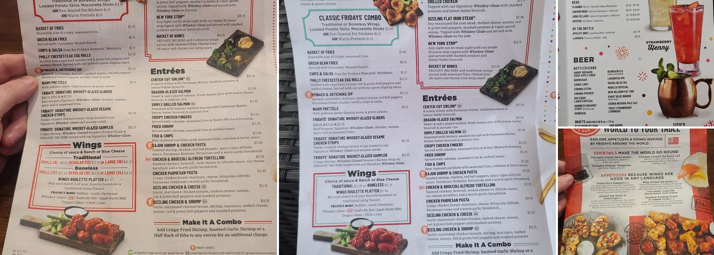 TGI Fridays Menu