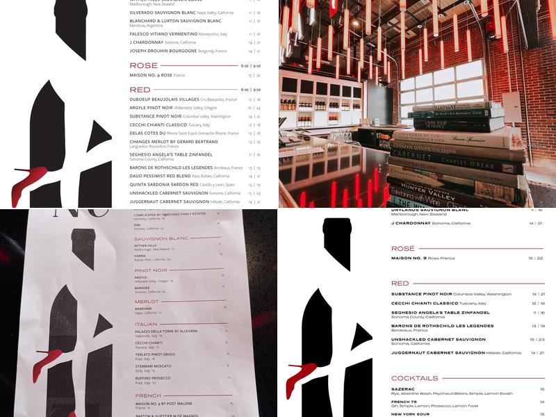 Great Legs Wine + Spirits Menu