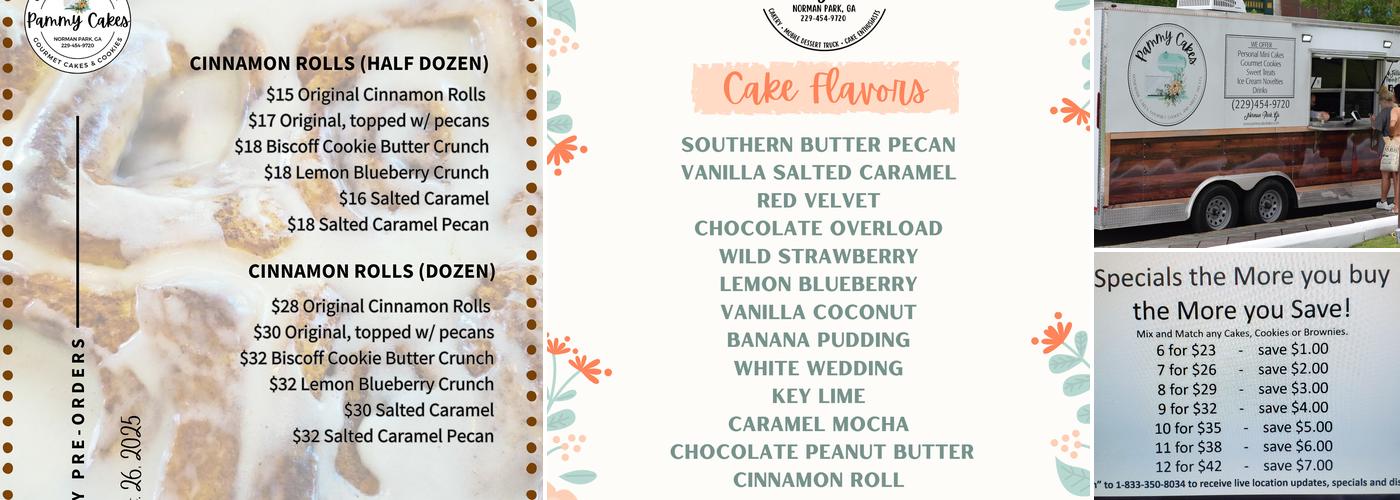 Pammy Cakes LLC Menu