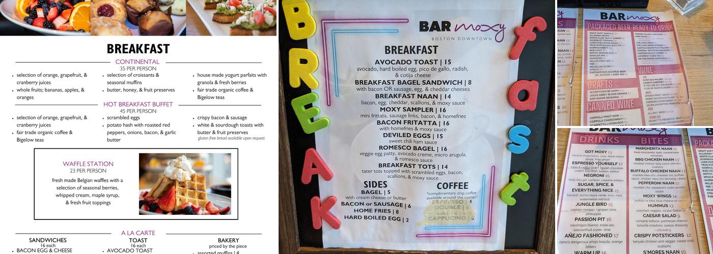 Bar Moxy Menu