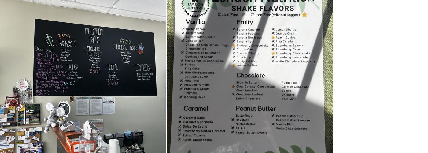 London Nutrition, LLC Menu