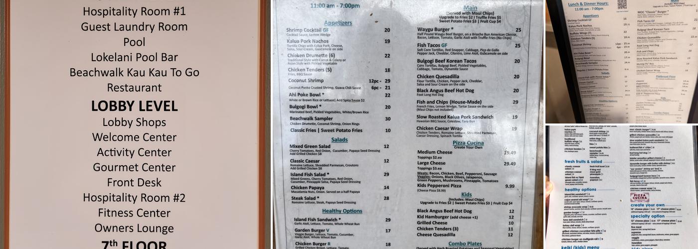 Lokelani Pool Bar Menu