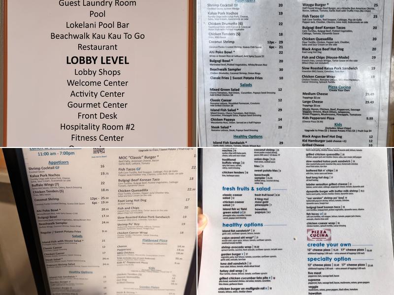 Lokelani Pool Bar Menu